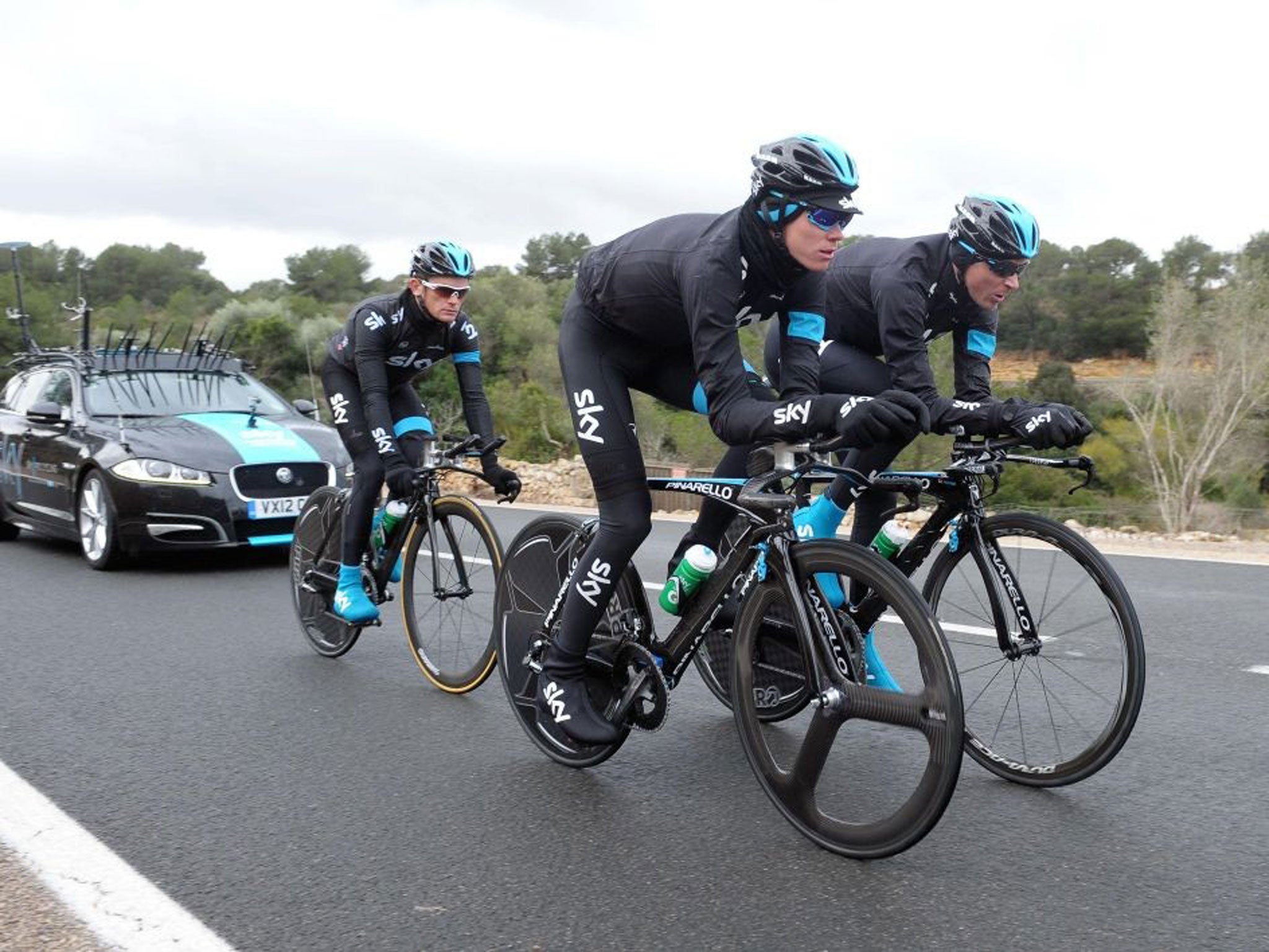 Chris Froome (front) on a training ride in Majorca