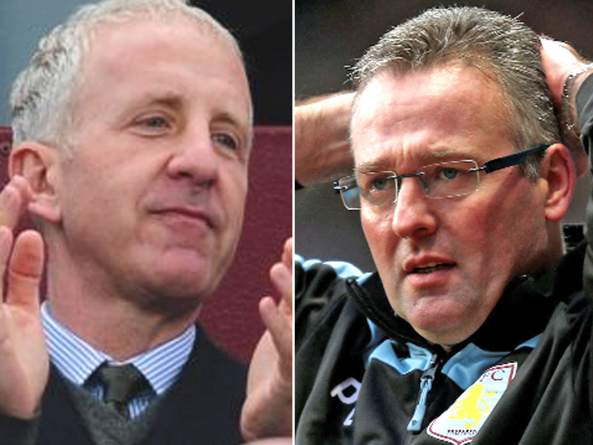 Aston Villa owner Randy Lerner (left) has reiterated his support for manager Paul Lambert ahead of tomorrow's crunch Barclays Premier League clash with fellow strugglers Newcastle