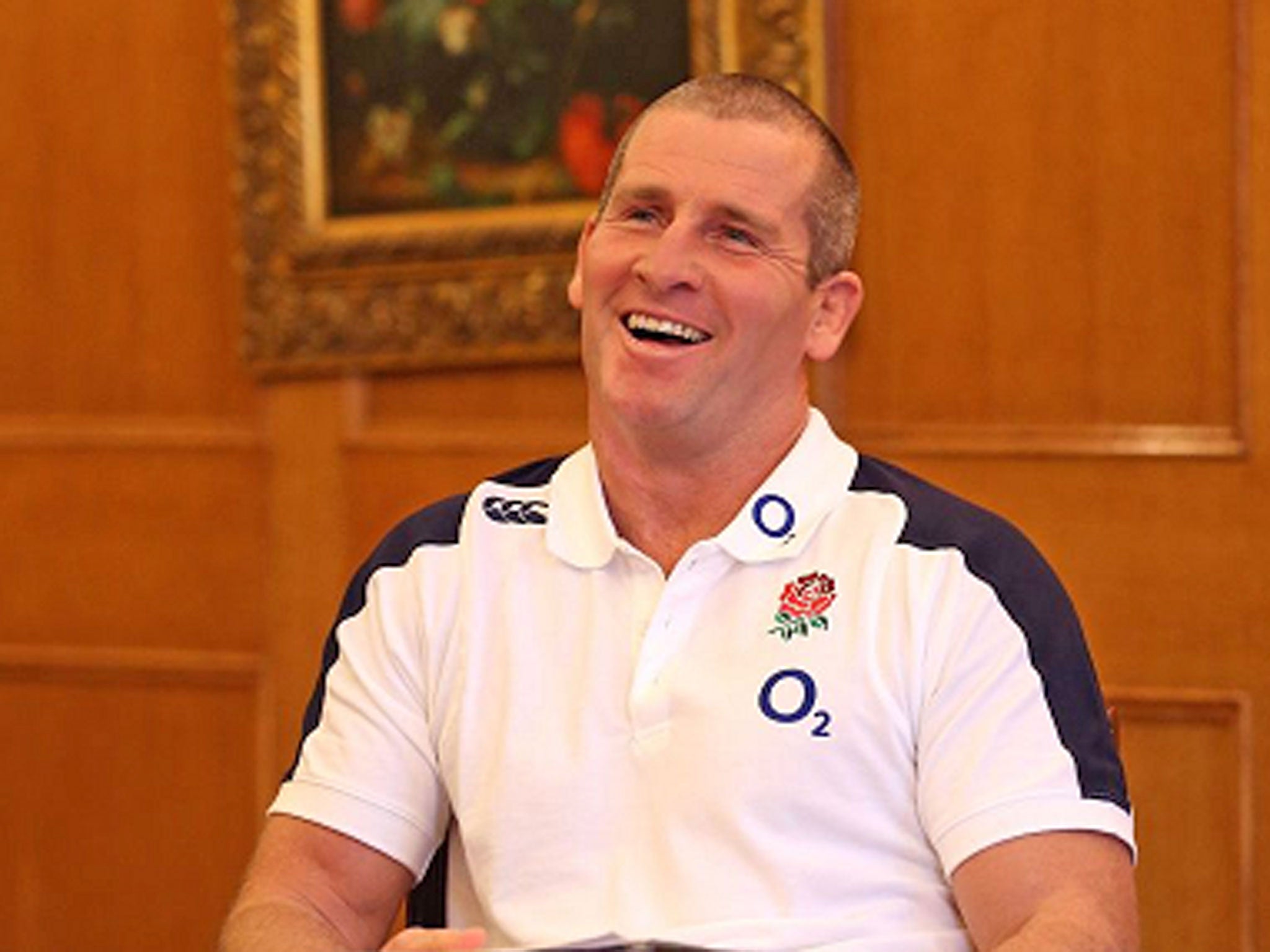 Stuart Lancaster, the England head coach faces the media at a conference held prior to the England training session held at Pennyhill Park