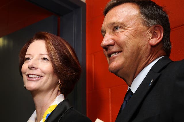 Julia Gillard and Tim Mathieson in February last year