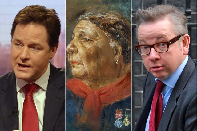 Deputy Prime Minister Nick Clegg, Mary Seacole and Education Minister Michael Gove