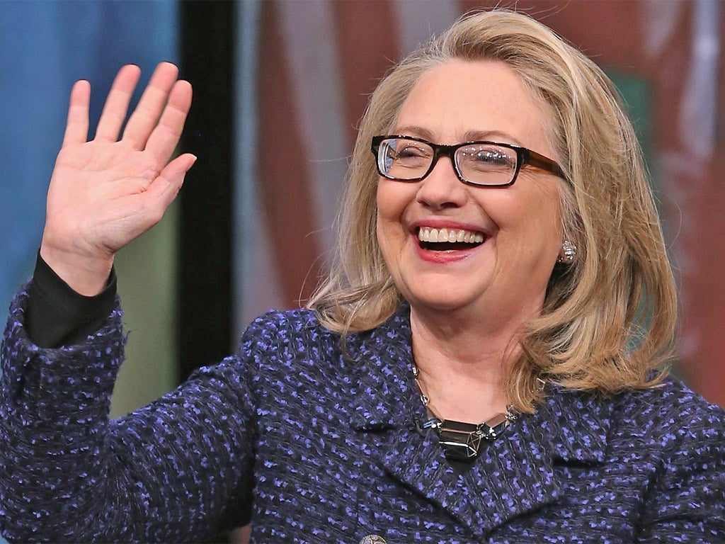 Hillary Clinton waves goodbye after holding a ‘Global Townterview’