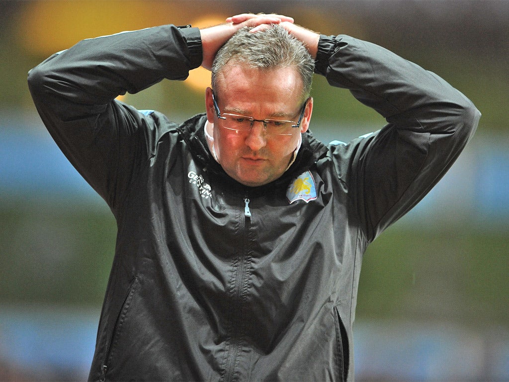 Paul Lambert following yet another defeat for Villa