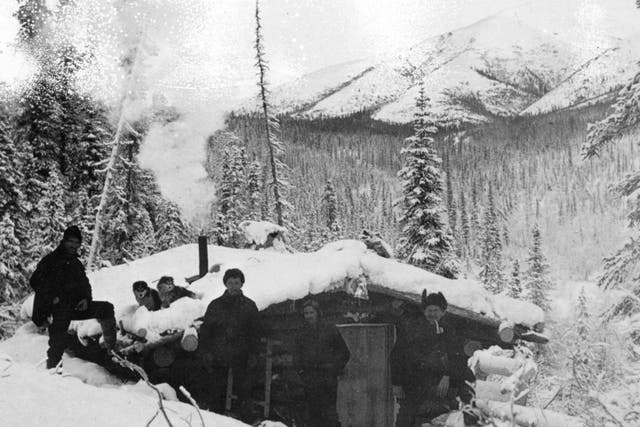 Gold prospectors at home at Dillman Creek, Alaska.