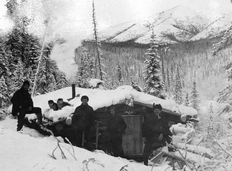 Gold prospectors at home at Dillman Creek, Alaska.