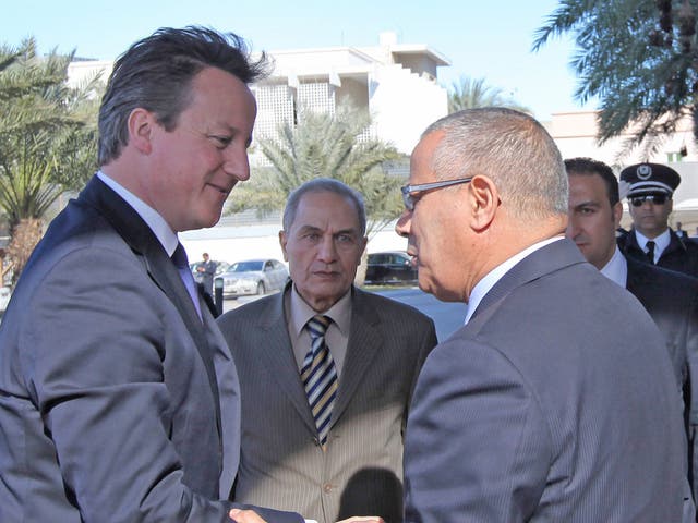 Libyan prime minister Ali Zaidan David Cameron ahead of their meeting