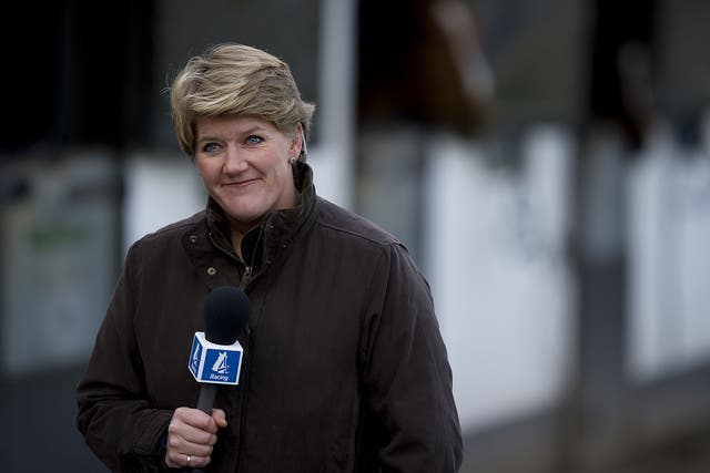 Clare Balding presents Channel 4 Racing as it broadcast its first programme produced by IMG at Nicky Henderson's Seven Barrows Stables on January 01, 2013 in Lambourn, England.