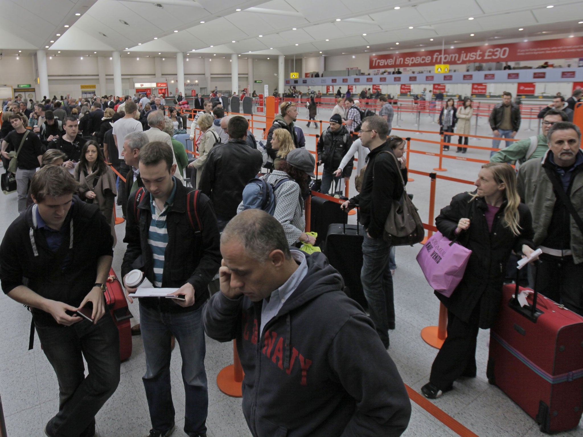 Flight disruption at Gatwick airport due to volcanic ash
