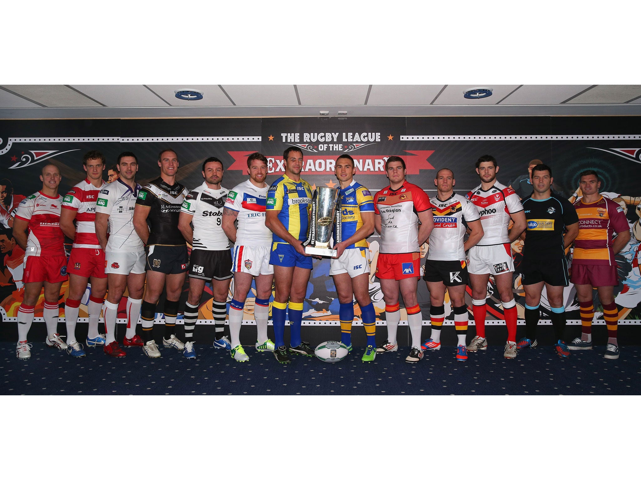Players from each Super League club line up to promote the new season