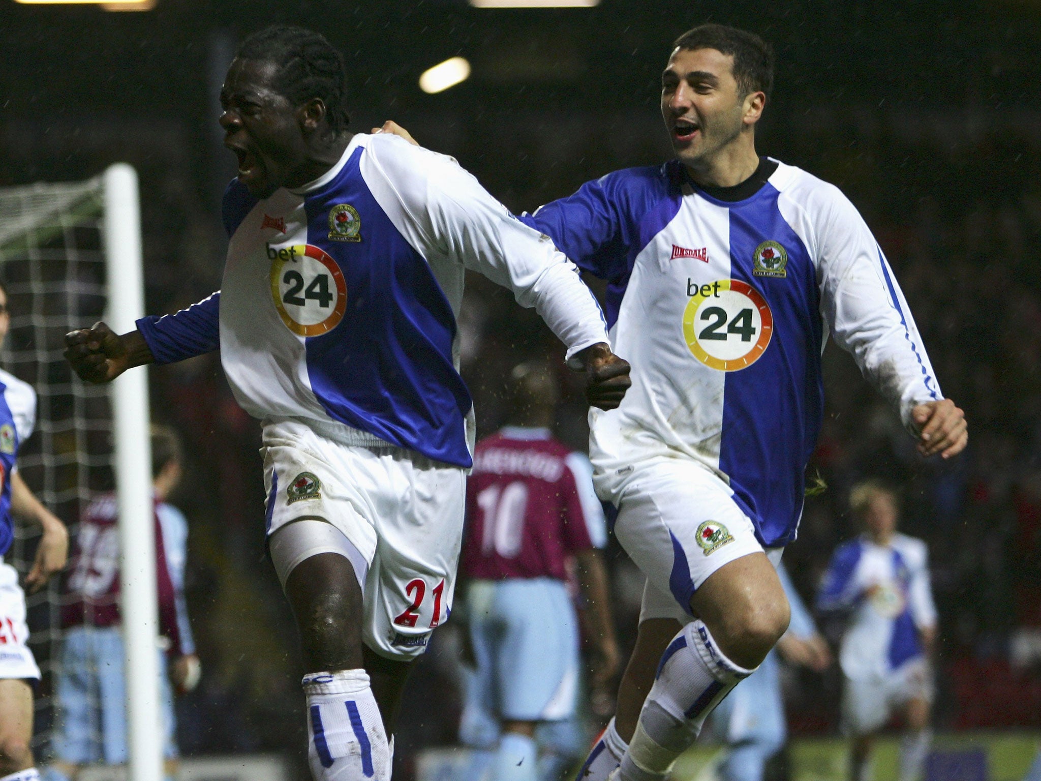 Christopher Samba celebrates a goal during his Blackburn days