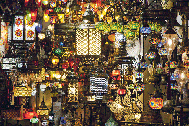 How bazaar: colourful lanterns for sale in Istanbul