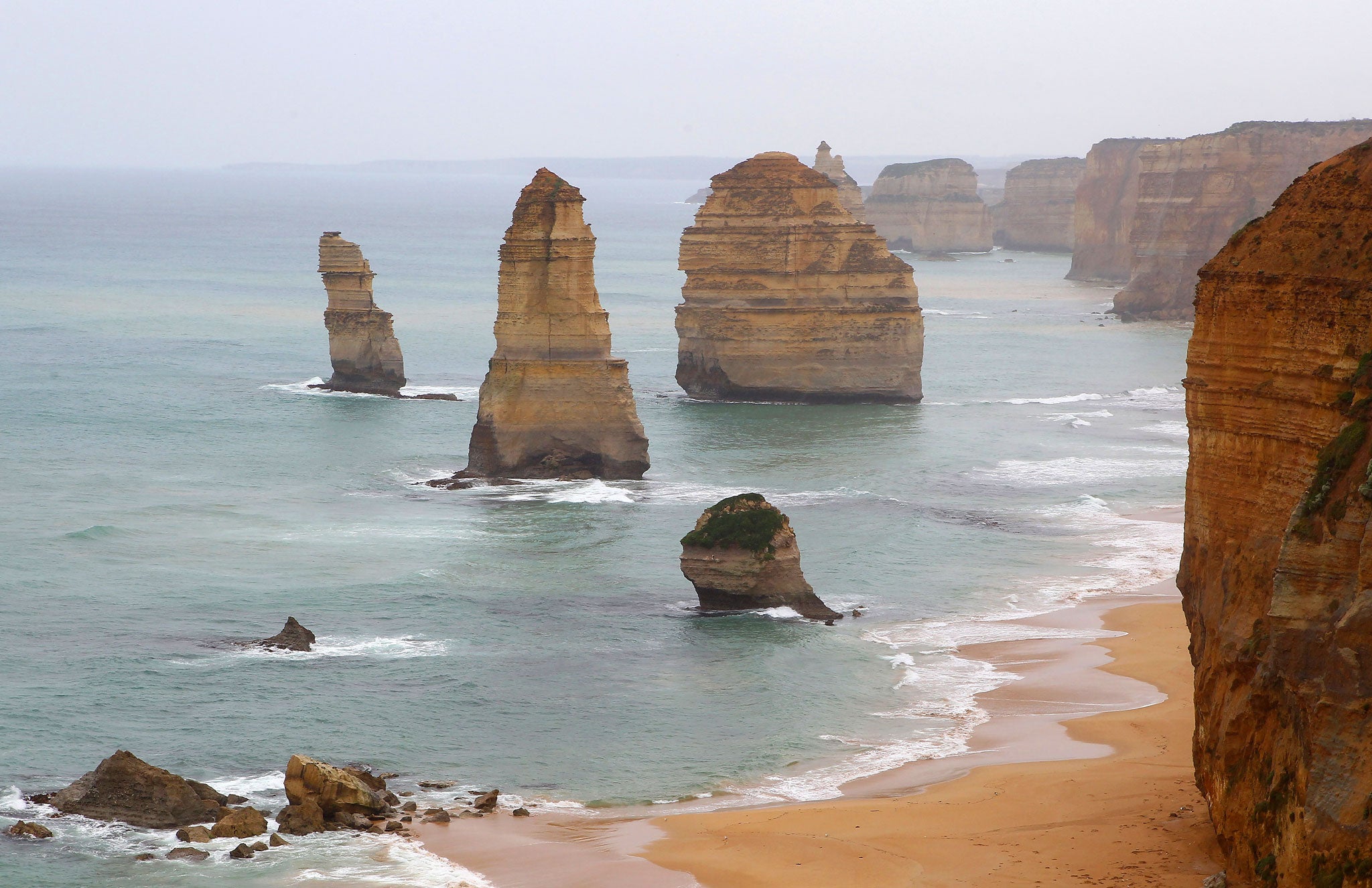 The 12 Apostles, a collection of limestone stacks off the shore of Port Campbell National Park, are evidence of immense forces