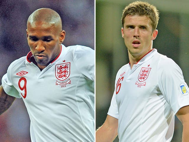 Roy Hodgson lost Jermain Defoe (left) and Michael Carrick (right) to injury yesterday ahead of England’s friendly against Brazil on Wednesday