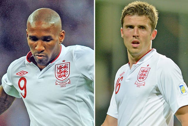 Roy Hodgson lost Jermain Defoe (left) and Michael Carrick (right) to injury yesterday ahead of England’s friendly against Brazil on Wednesday