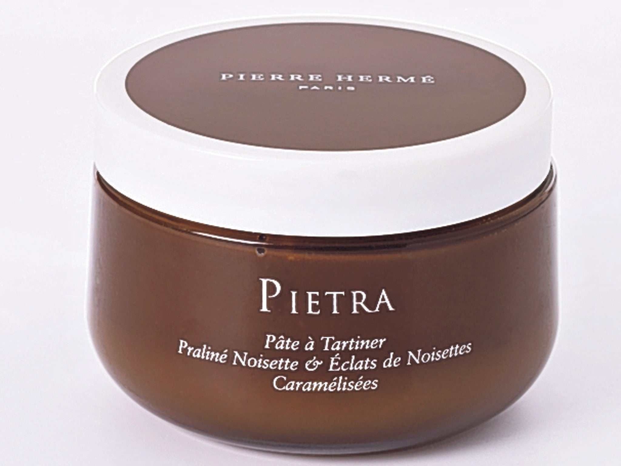 <p><strong><a href="http://www.independent.co.uk/life-style/health-and-families/features/the-10-best-valentine-gifts-8480620.html?action=gallery" target="_blank">1. Pierre Hermé Praliné Noisette</a></strong></p>
<p>£15, <a href="http://www.pierreherme.com/pate-a-tartiner-infiniment-praline-noisette.html?___store=english&amp;___from_store=french" target="_blank">pierreherme.com</a></p>
<p>A chocolate and hazelnut spread of almost obscene creaminess. Terrific on croissants – or anywhere else you'd care to spread it on the 14th.</p>