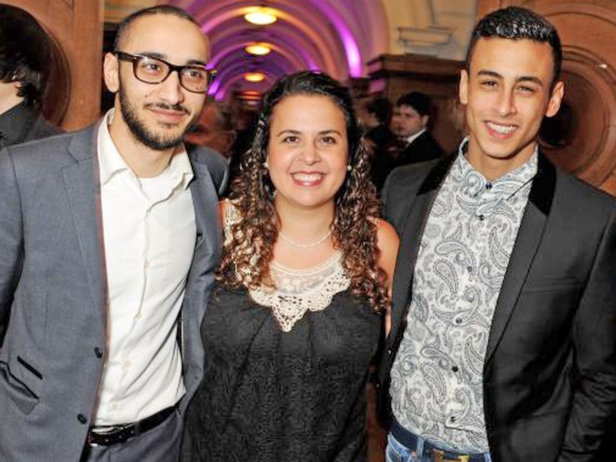 Sally El Hosaini (centre) and Fady Elsayed (right) attend the London Evening Standard British Film Awards