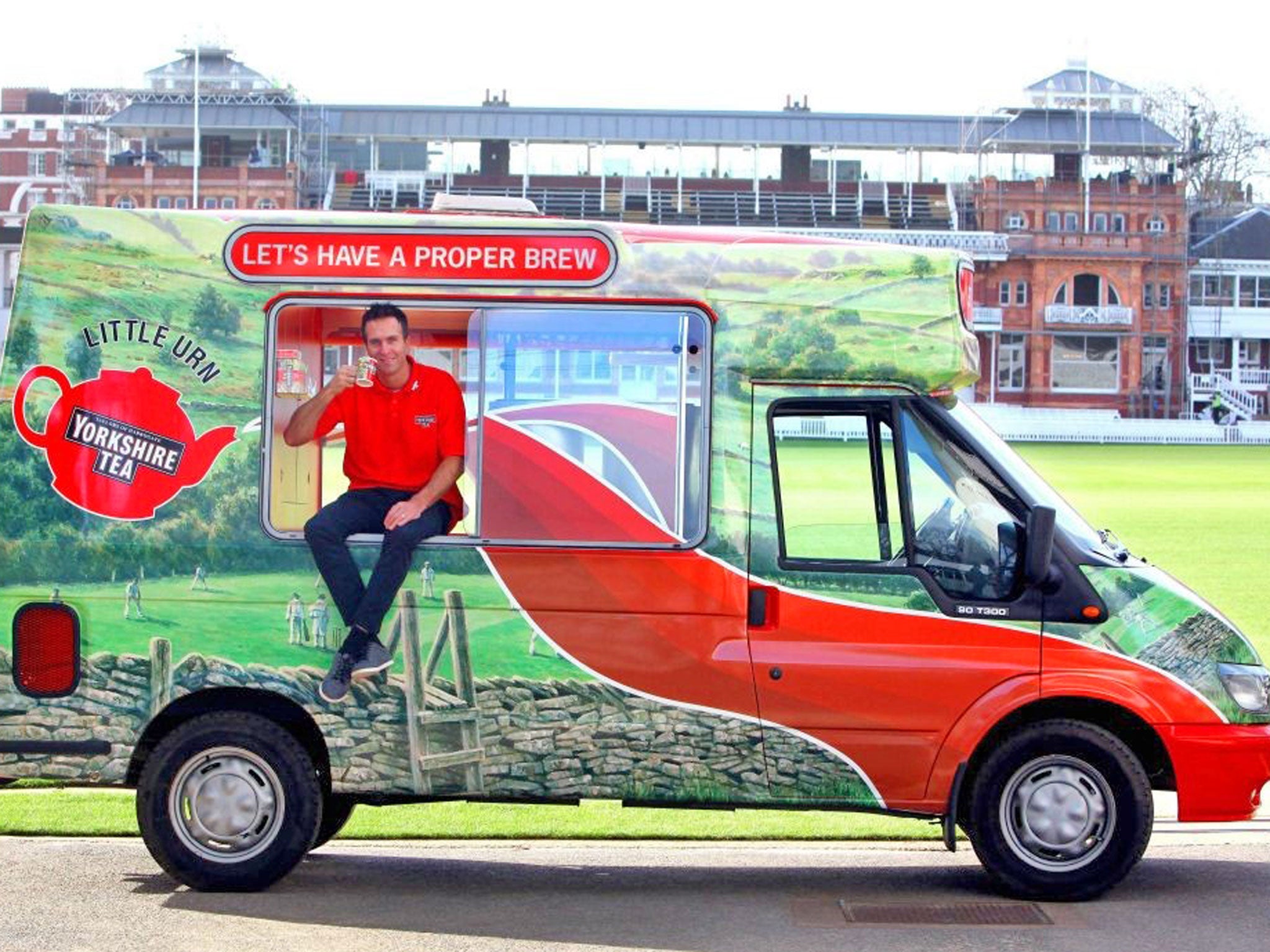 The former England captain Michael Vaughan launches Yorkshire
Tea’s deal at Lord’s yesterday