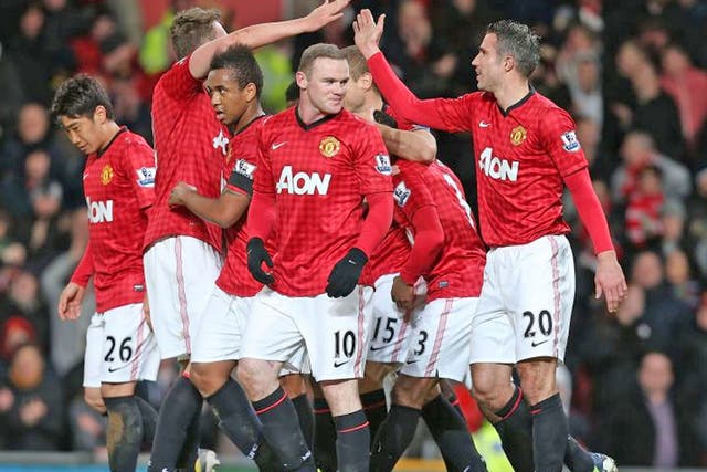 Manchester United celebrate scoring