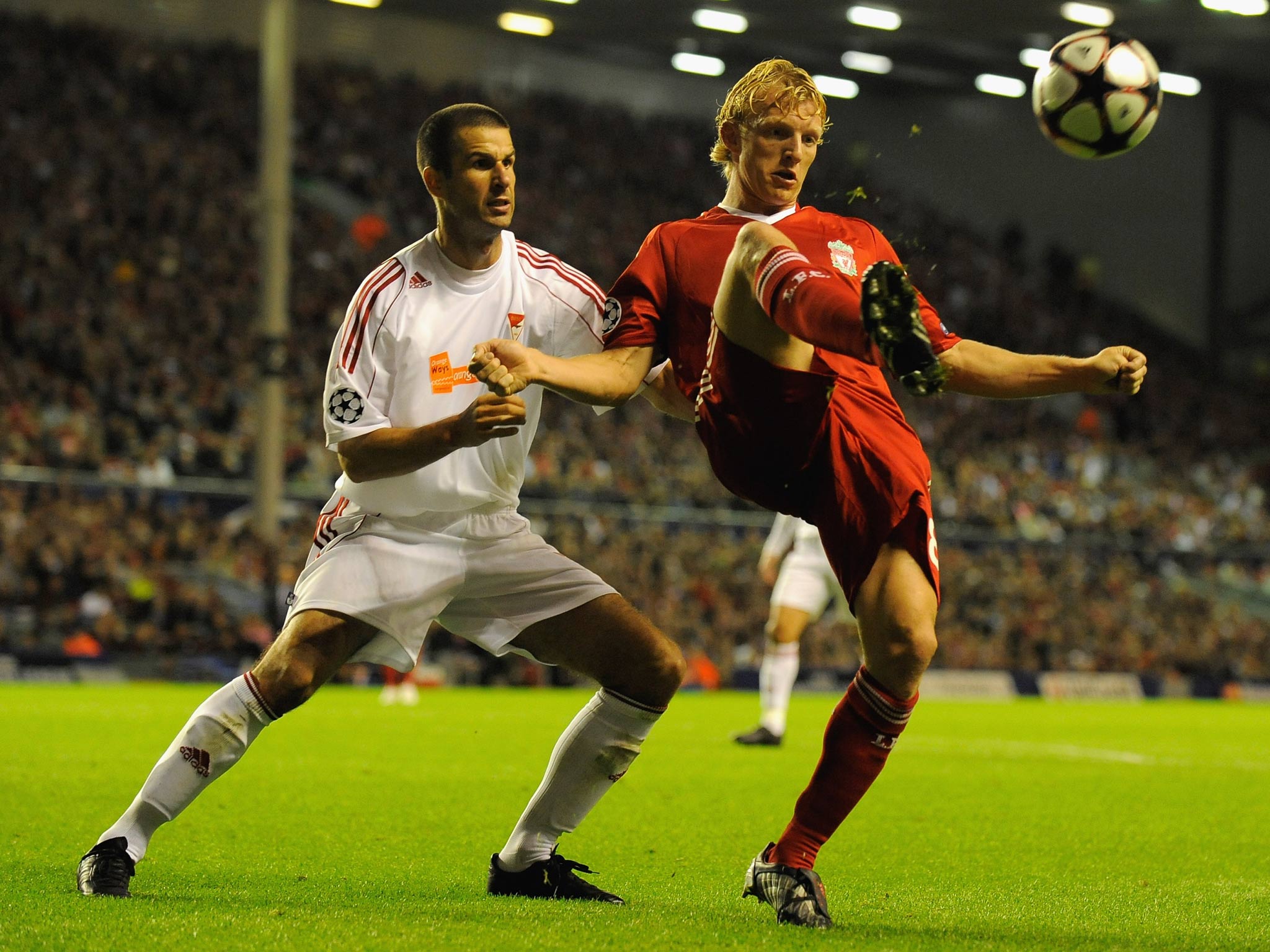Dirk Kuyt scored the only goal of the match during Liverpool's Champions League match against Debrecen in 2009