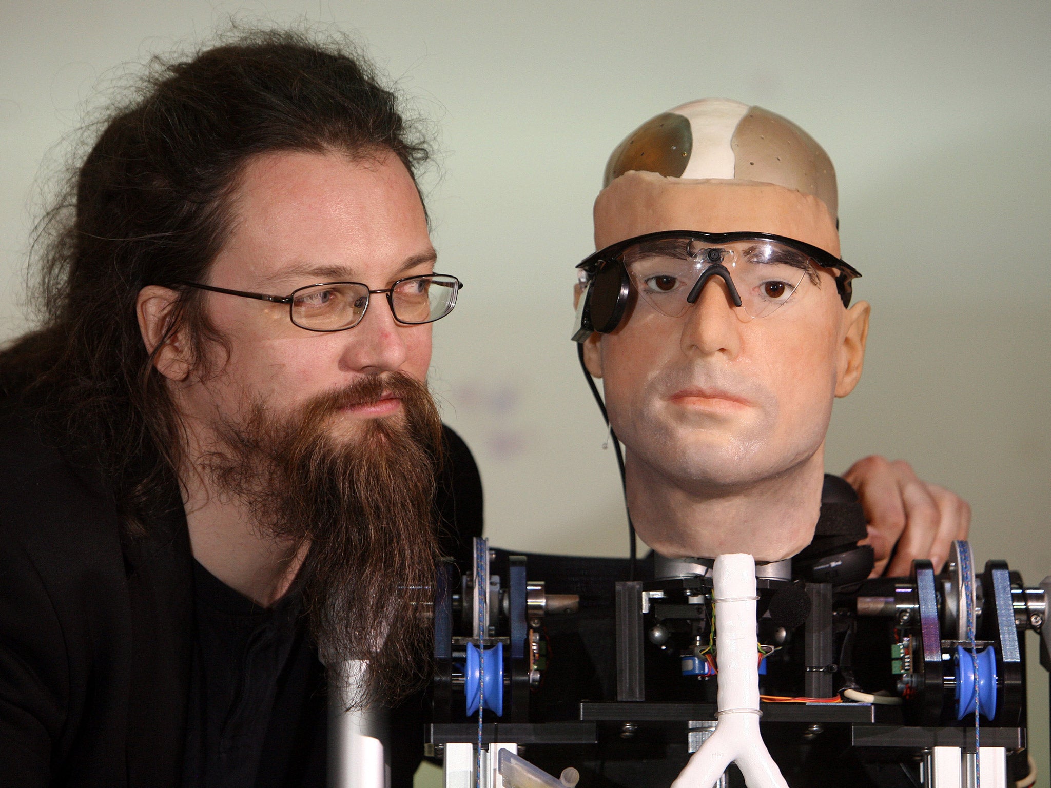 Roboticist Richard Walker with bionic man Rex