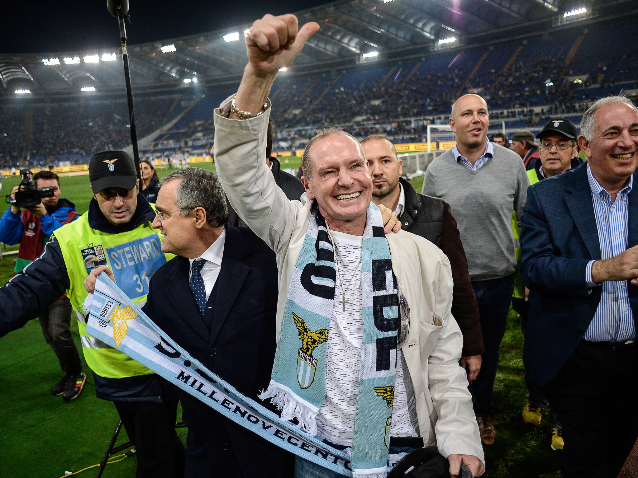Paul Gascoigne pictured in November last year at a Lazio match