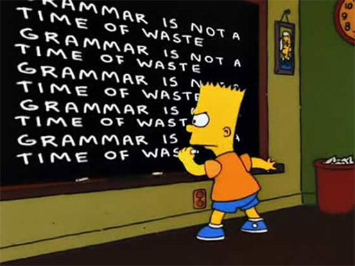 Bart Simpson writes out his punishment, incorrectly