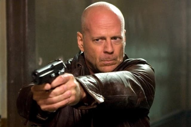 Bruce Willis fires a weapon in 2007's 'Die Hard 4.0'