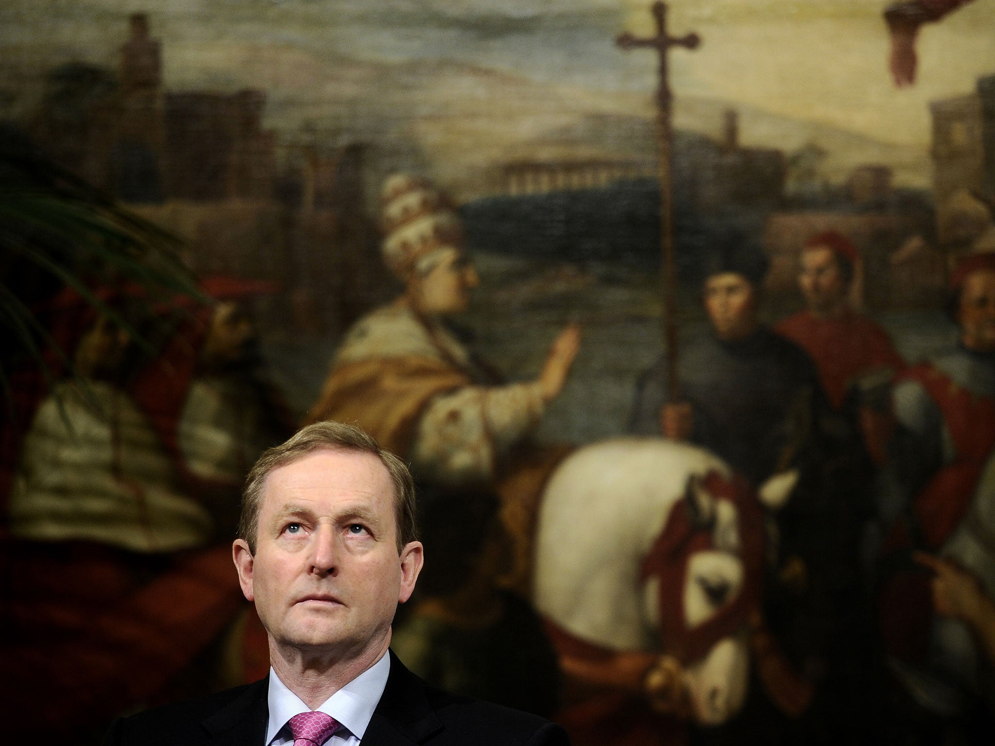 Ireland's Prime Minister Enda Kenny looks on during a joint press conference with his Italian counterpart after their meeting at Palazzo Chigi in Rome on February 23, 2012.