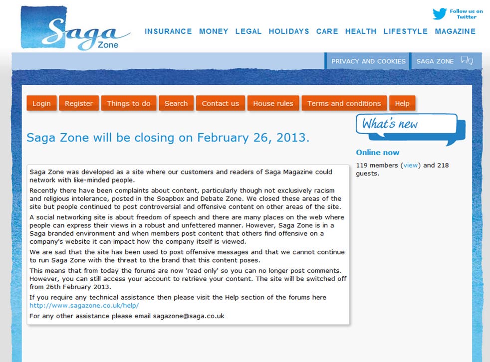 The Saga Zone website today