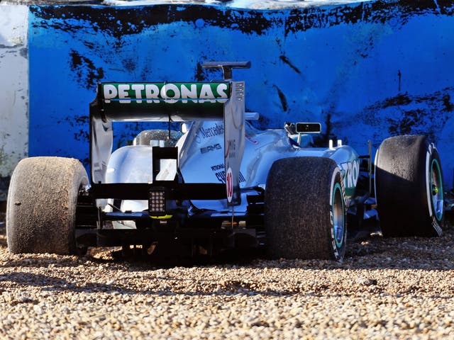 Lewis Hamilton’s car crashed at Jerez’s Dry Sack corner