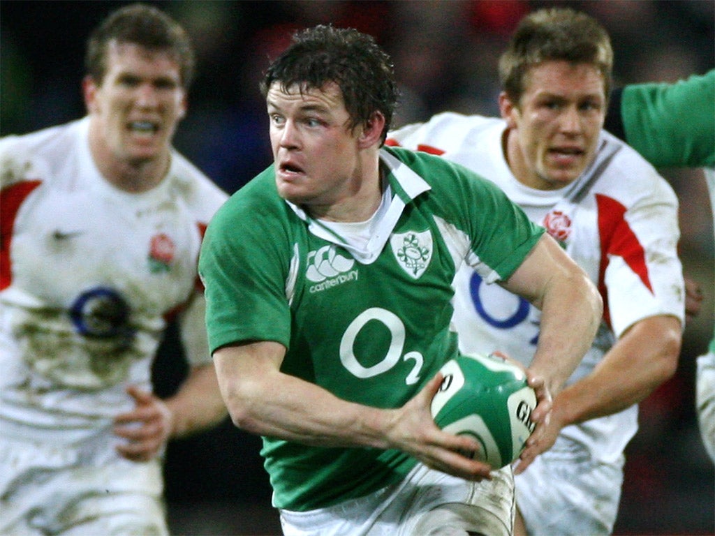 Brian O’Driscoll makes a break during the 2007 romp over England at Croke Park