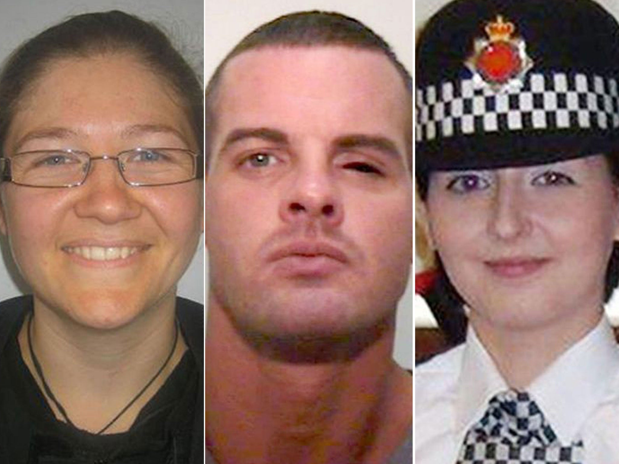 Dale Cregan (centre) is charged with killing PCs Nicola Hughes, 23, (right) and Fiona Bone, 32, (left) in a gun and grenade attack