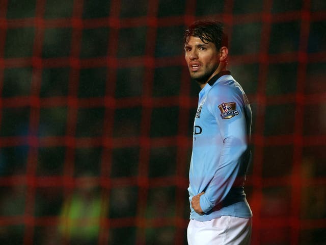 Manchester City's Sergio Aguero looks dejected during their game against Southampton