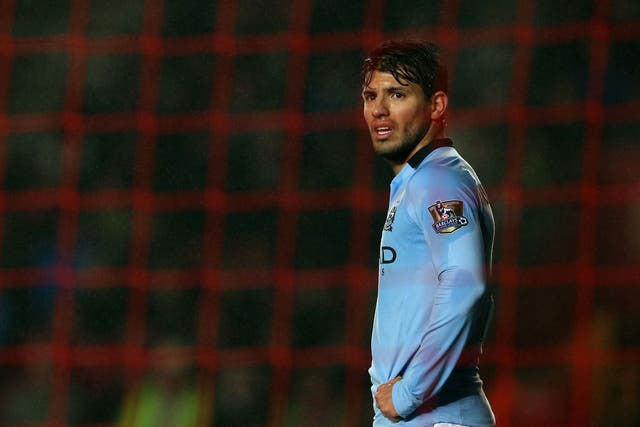 Manchester City's Sergio Aguero looks dejected during their game against Southampton