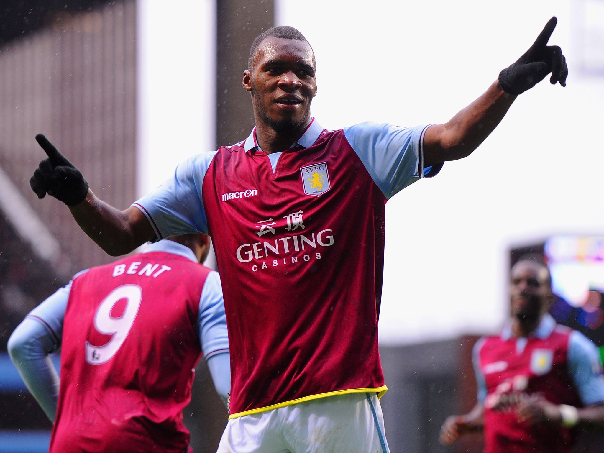 Benteke celebrates his goal for Aston Villa