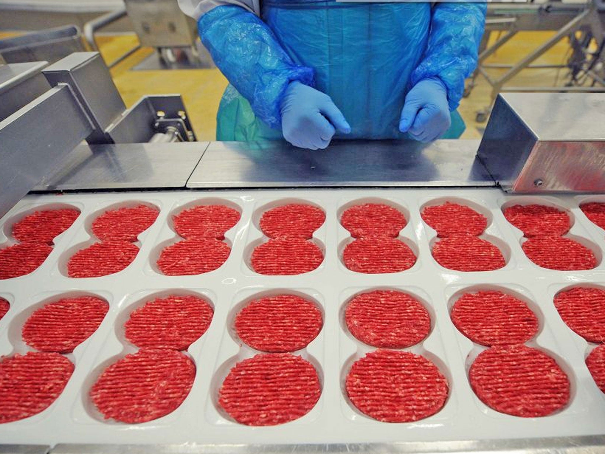 French meat food industrial factory, working on the production chain of beef steaks. A Europe-wide food fraud scandal over horsemeat sold as beef deepened as Romania announced an inquiry into the origin of the meat and suspicions of criminal activity moun