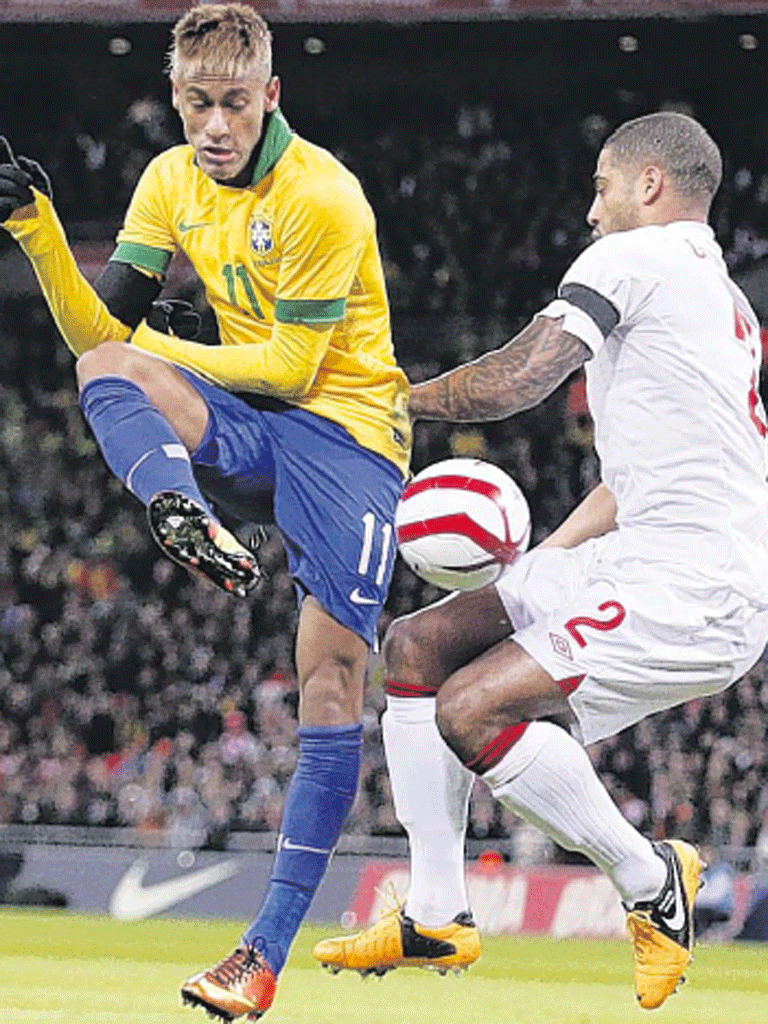 Neymar (left) was outplayed by Jack Wilshere at Wembley