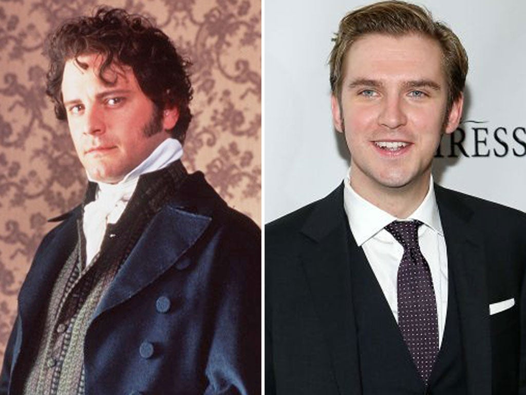 Fitzwilliam Darcy: Dan Stevens,right, may step into the role made famous in recent times by Colin Firth, left
