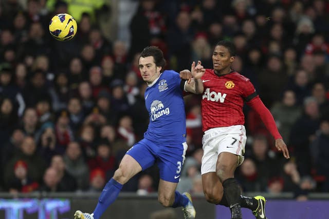 Leighton Baines in action at Old Trafford