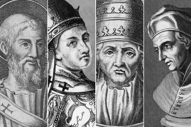 The other four Popes who resigned: Marcellinus (left), Benedict IX, Celestine V and Gregory XII