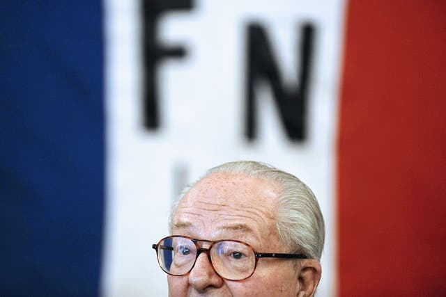 French far-right Front National (FN) party honorary president Jean-Marie Le Pen gives a press conference, on January 13, 2013, in Haute Goulaine, western France.