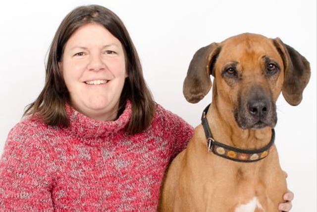 Dr Juliane Kaminski of the University of Portsmouth's Department of Psychology with her dog