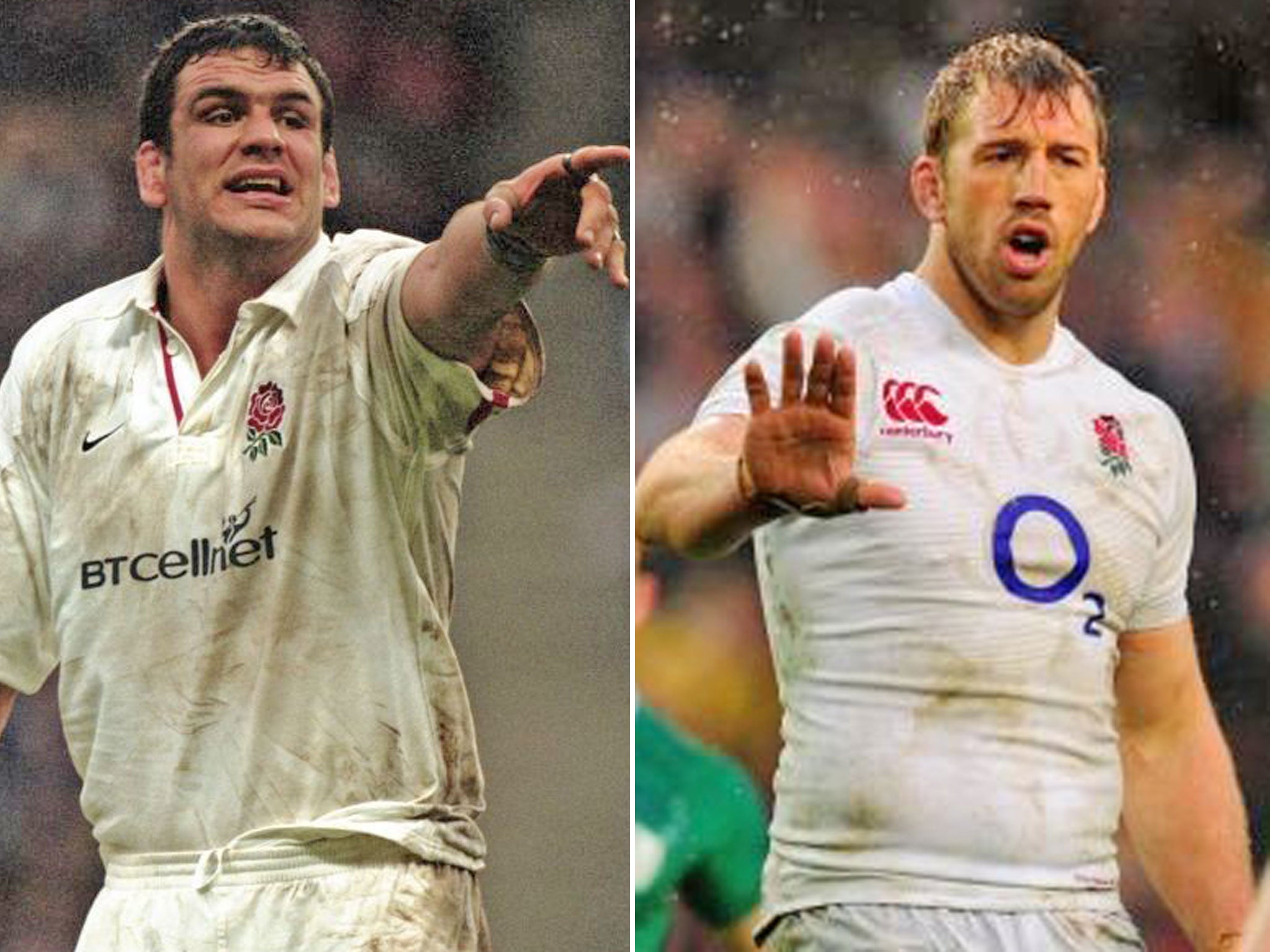 England captains Martin Johnson (2003), left, and Chris Robshaw
(2013)