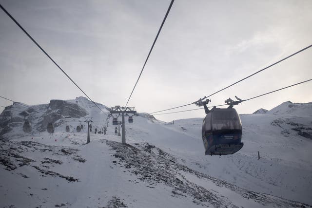 Cable cars make their way up to the Hintertux Glacier near Mayrhofen