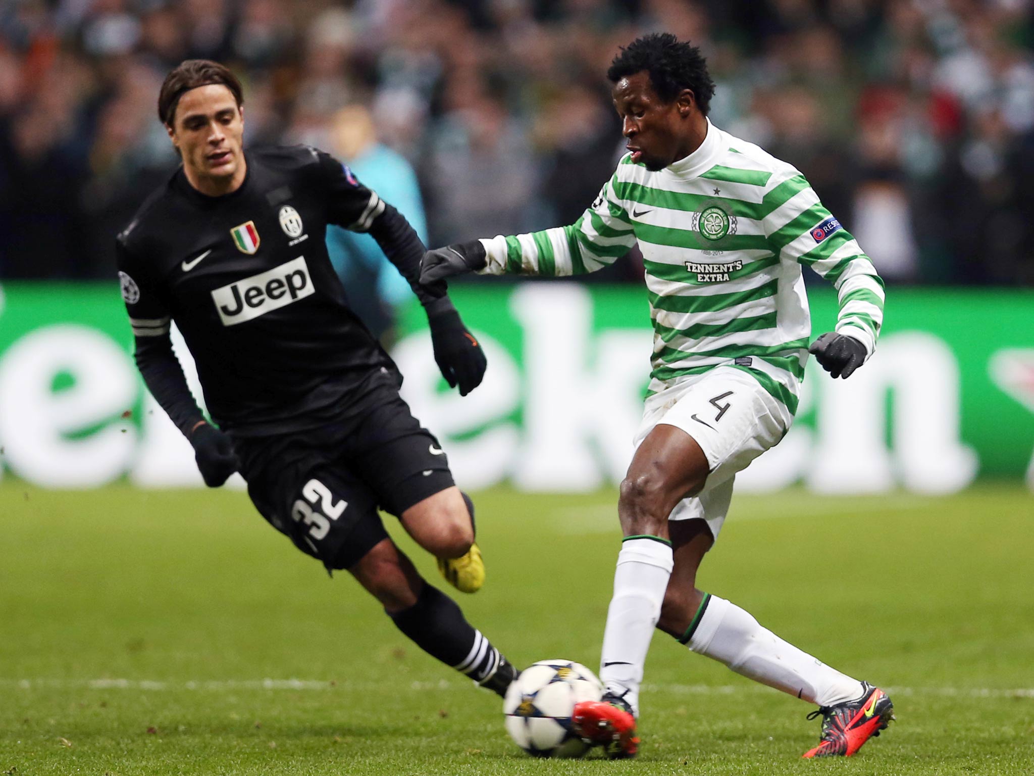 Efe Ambrose pictured in action against Juventus