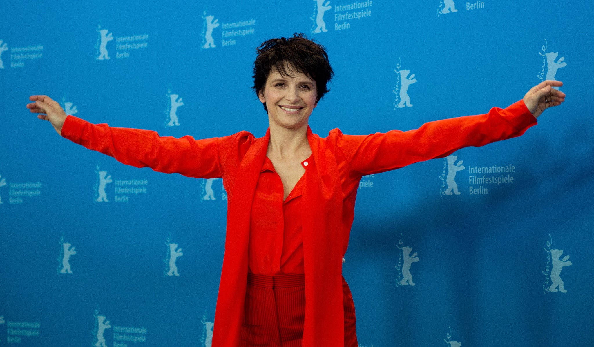 Juliette Binoche at the Berlin Film Festival yesterday