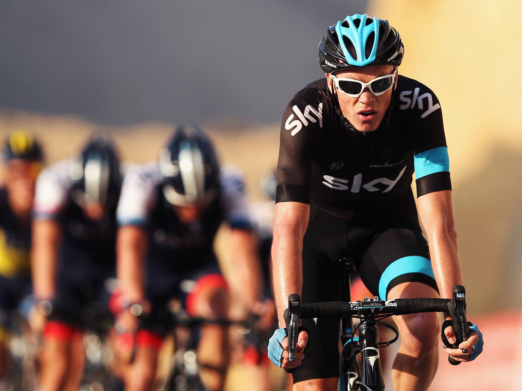 Team Sky rider Chris Froome pictured on the Tour of Oman - he finished 13th on the third stage