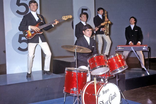 Huxley, left, with the Dave Clark Five in January 1964; within two months they were on 'Ed Sullivan'