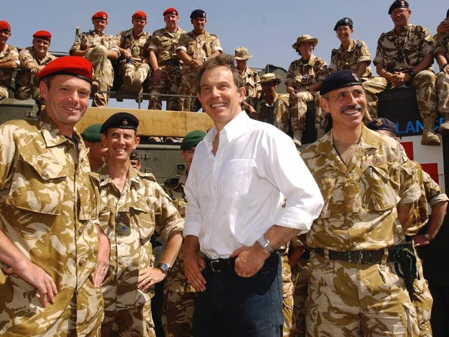 <p>The former Labour PM in Basra in 2003, during the highly controversial Iraq war</p>