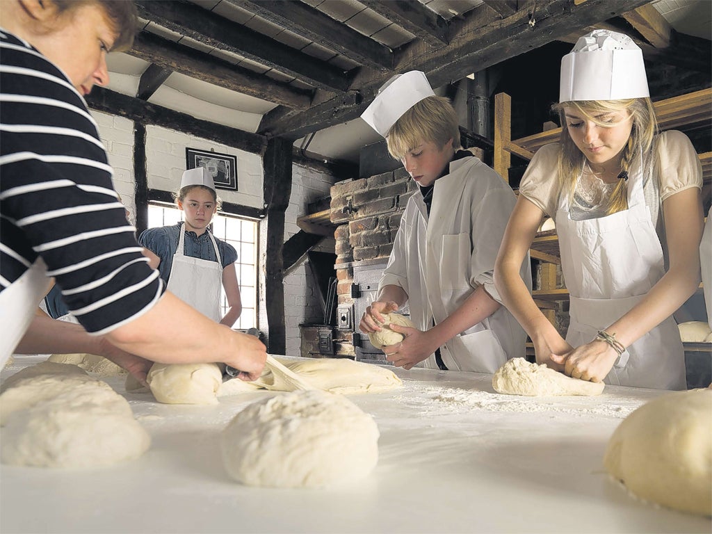 Pupils at the Bedales school bakery